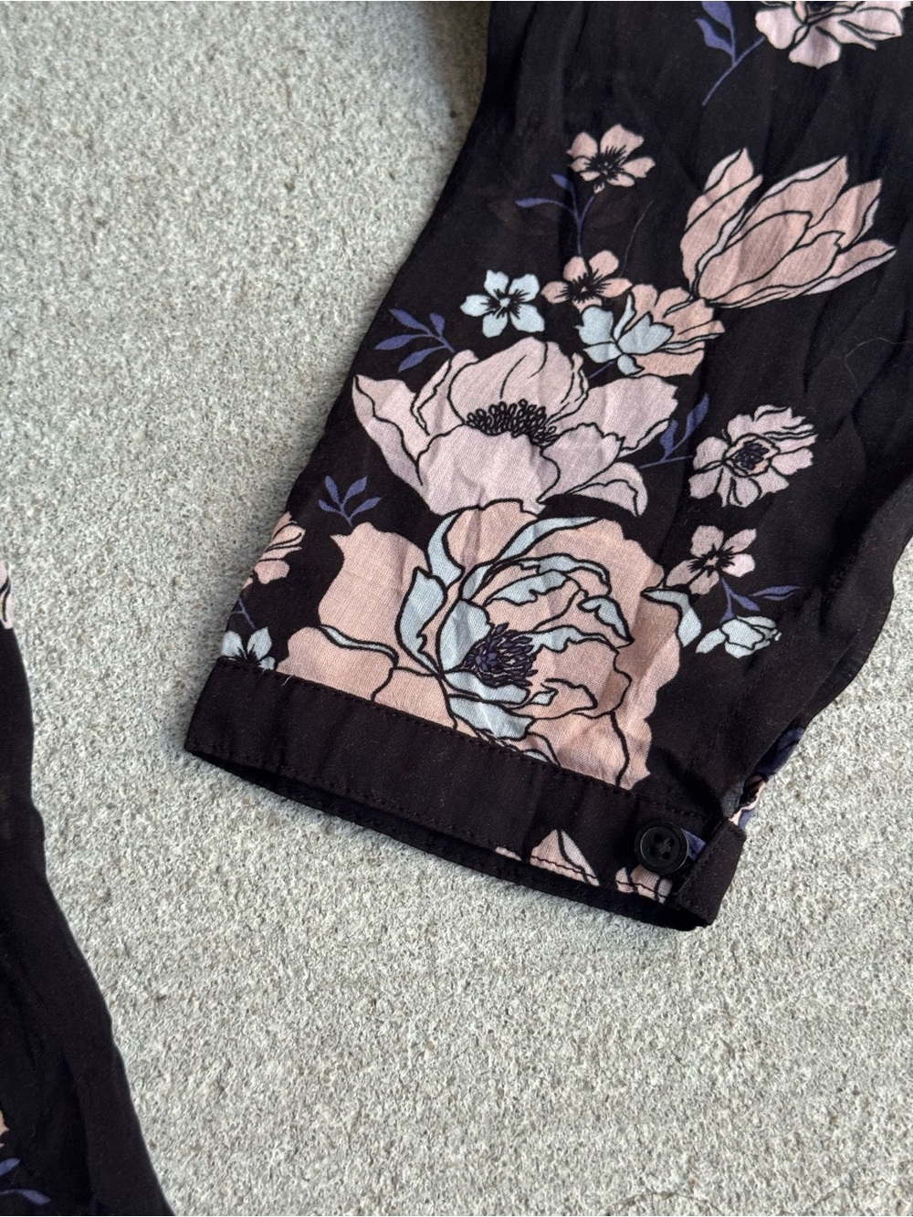 NWT cloth & stone Black Floral Button-Front Blouse XL - Picture 9 of 10